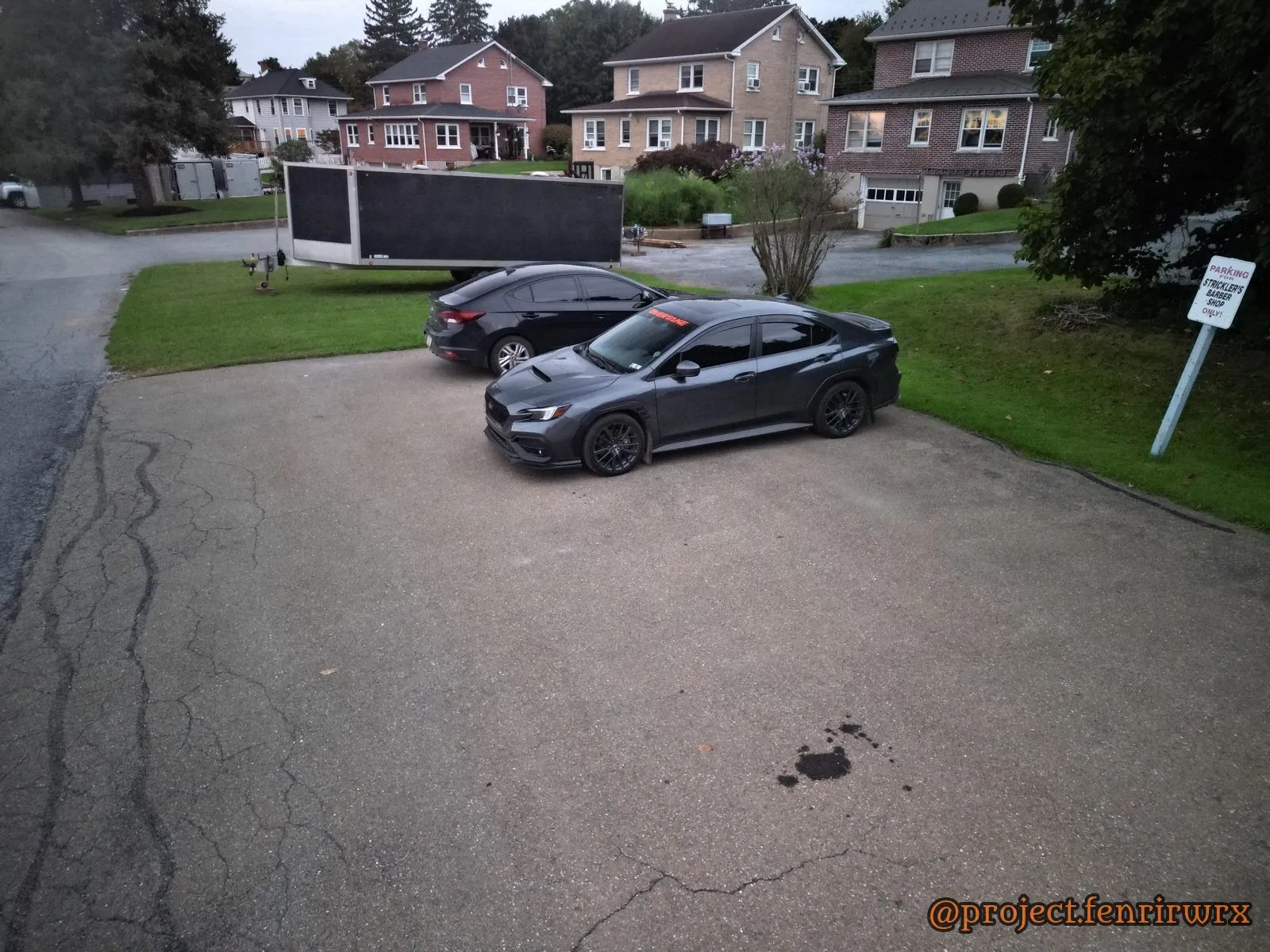 Drone view of the car on the driveway