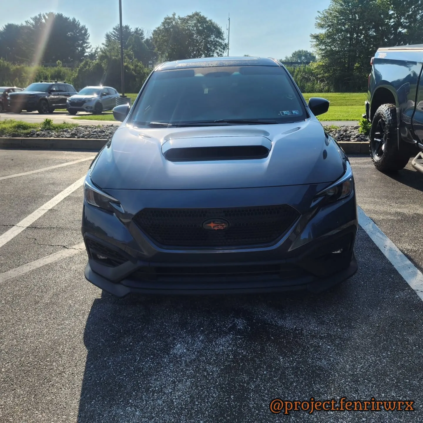 Head on with the orange badge