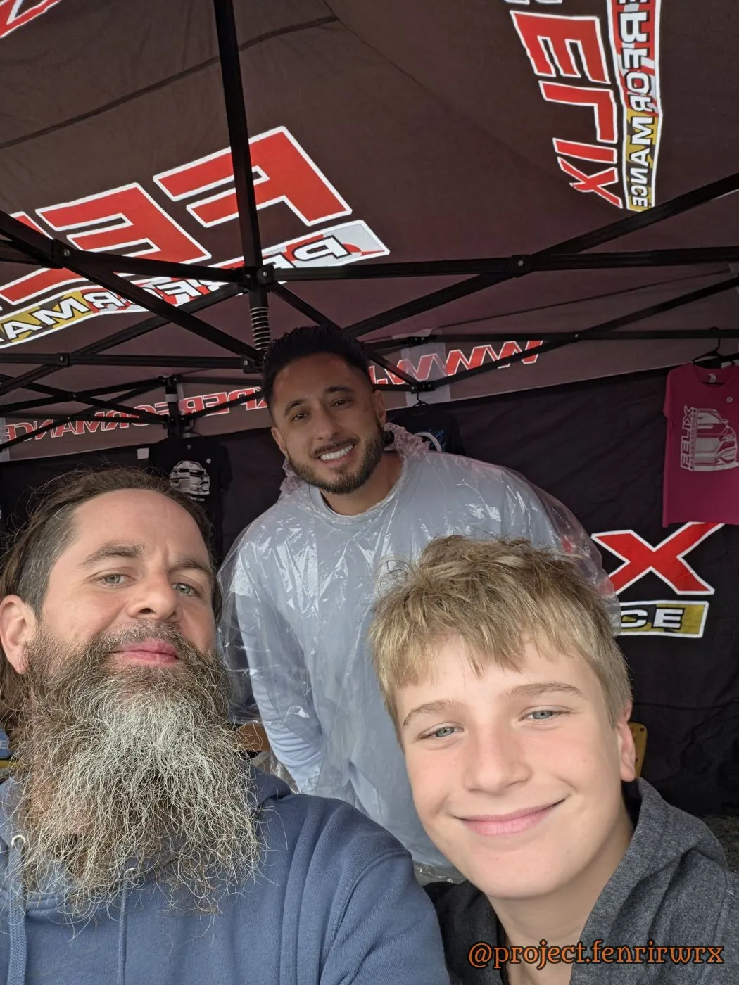 Don, his son Macklin and Anthony Berry of DMann at the Felix Performance tent