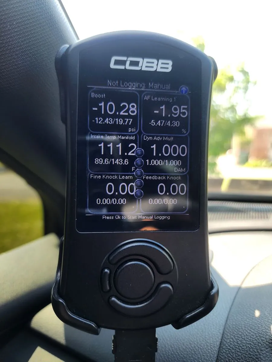 COBB Accessport showing a 19.77 psi boost peak
