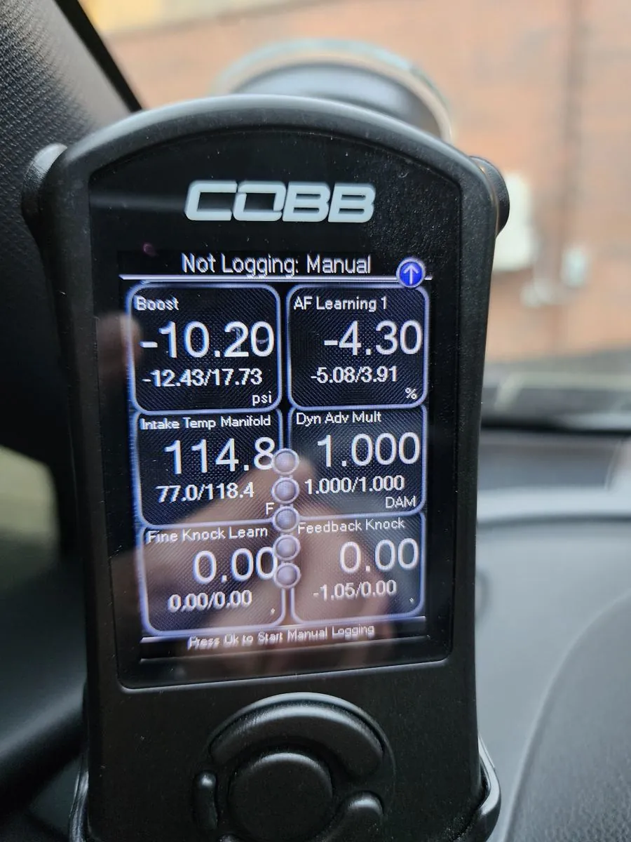 COBB Accessport showing a 17.73 psi boost peak
