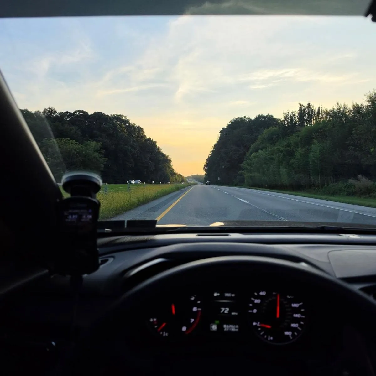 Sunset run with the Accessport on the A-pillar