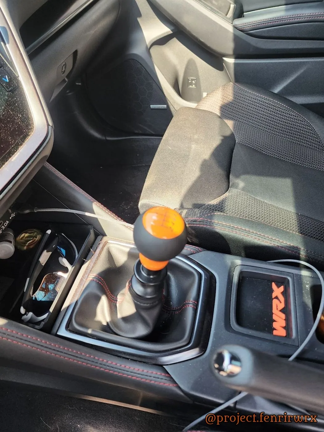 Shifter and orange WRX pocket