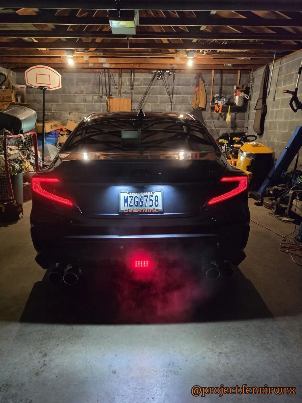 Tail lights on in the garage