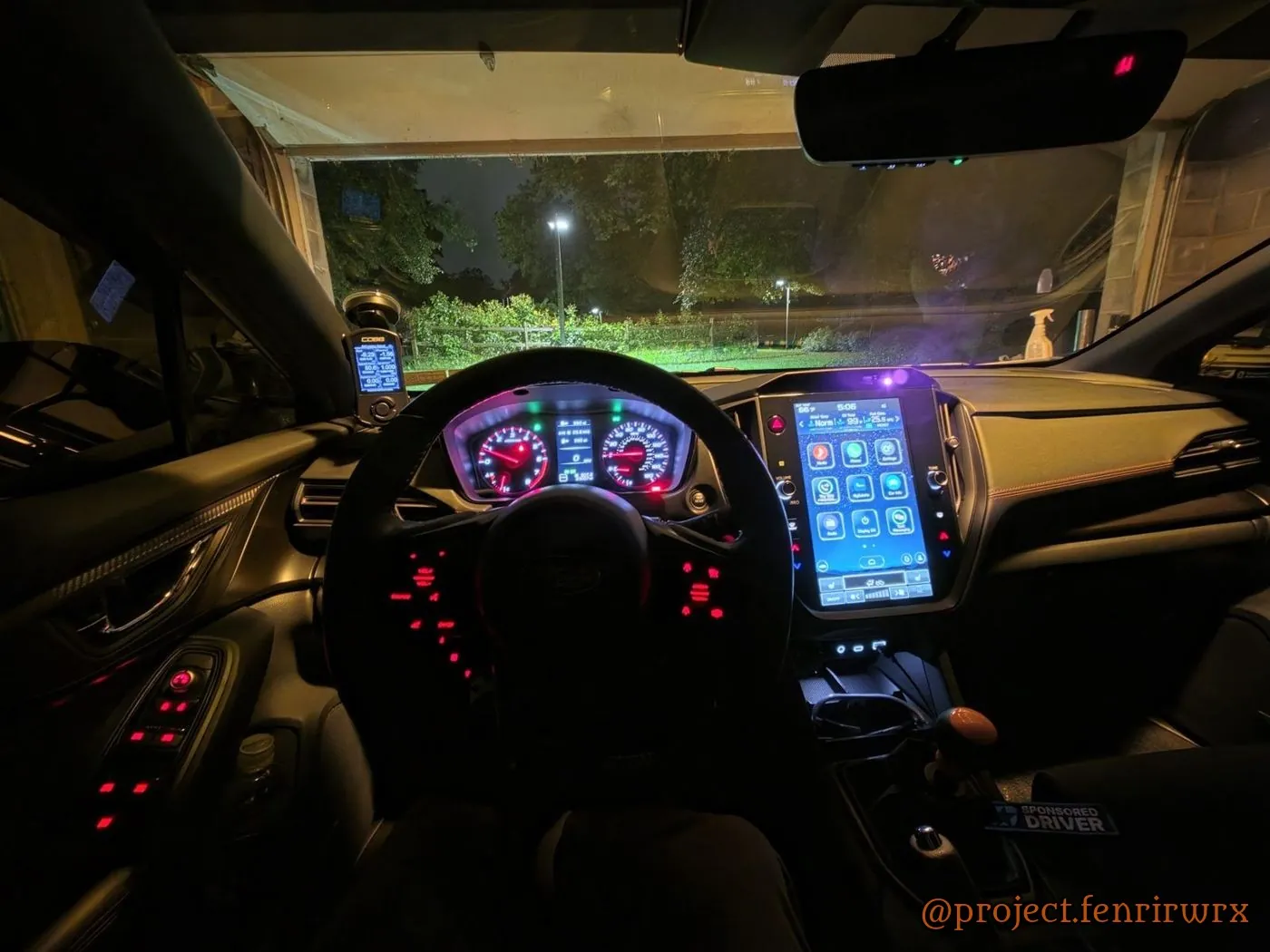 Night cockpit with the gauges glowing