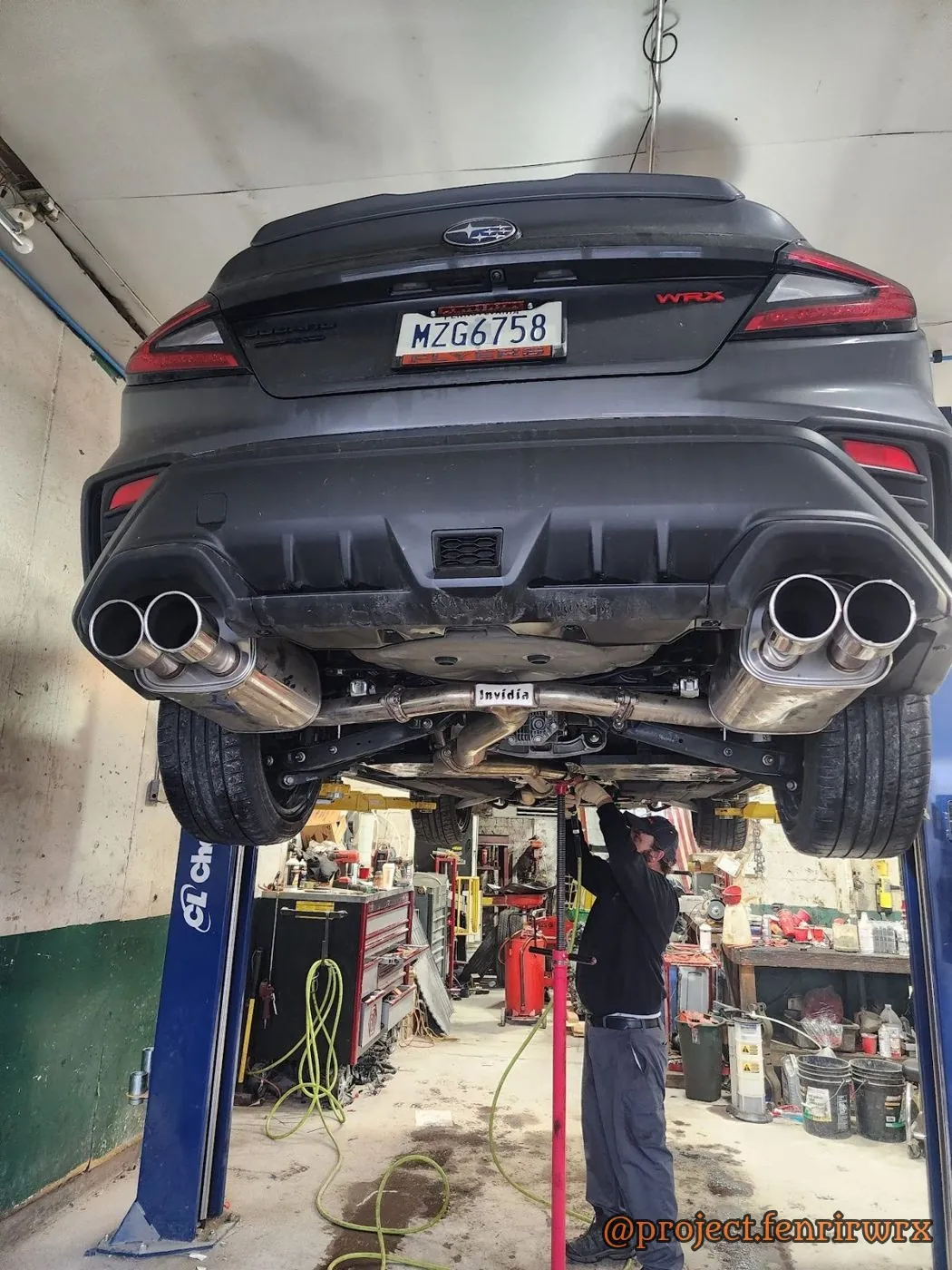 Up on the lift for the exhaust